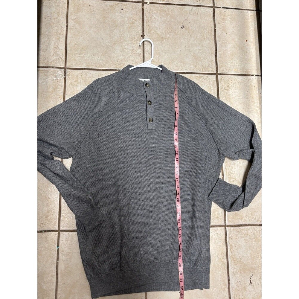 Peter Millar Parkway Textured Three-Button Mockneck Sweater Pullover Gale Gray L - Picture 7 of 7